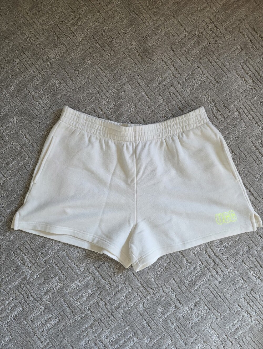 UGG Cream Women Elastic-Waist Shorts with Neon Logo